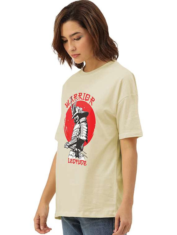women round neck printed oversized t-shirt - 21622098 -  Standard Image - 1