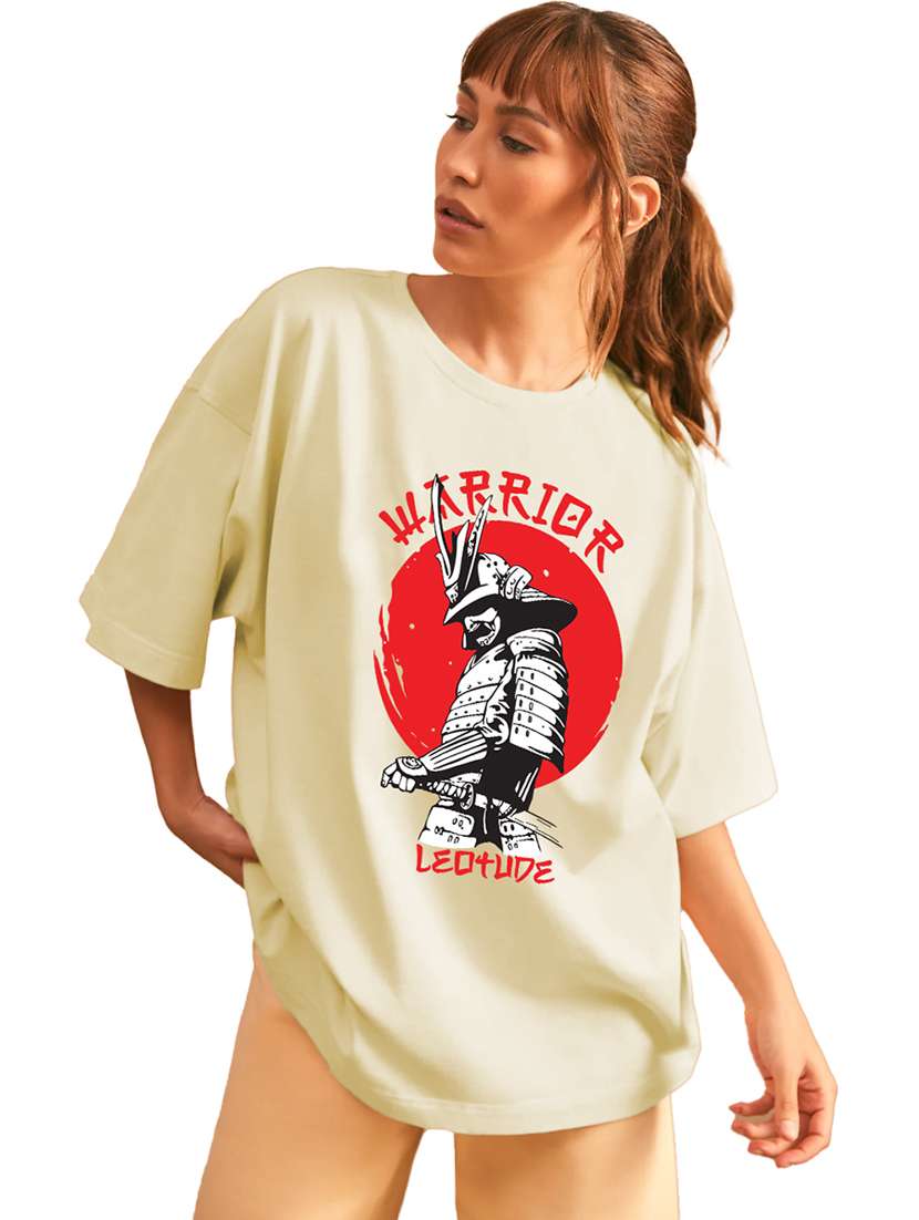 women round neck printed oversized t-shirt - 21622099 -  Standard Image - 1