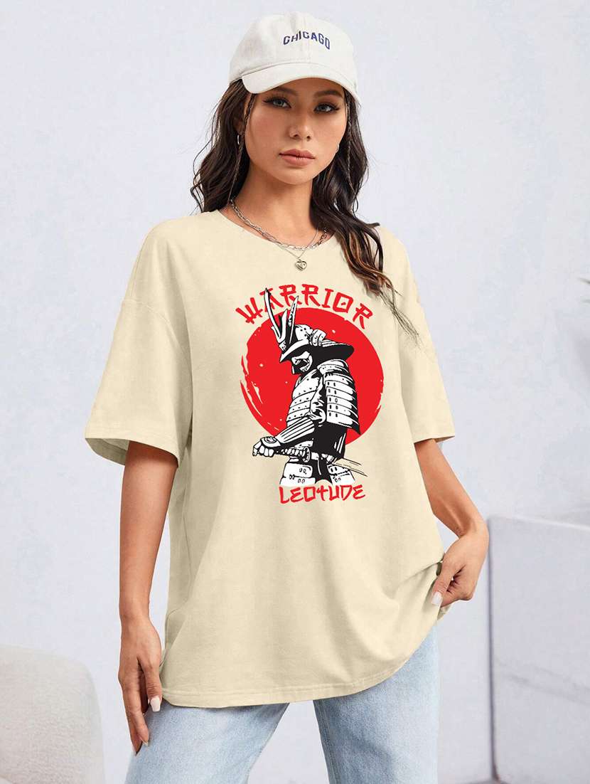 women round neck printed oversized t-shirt