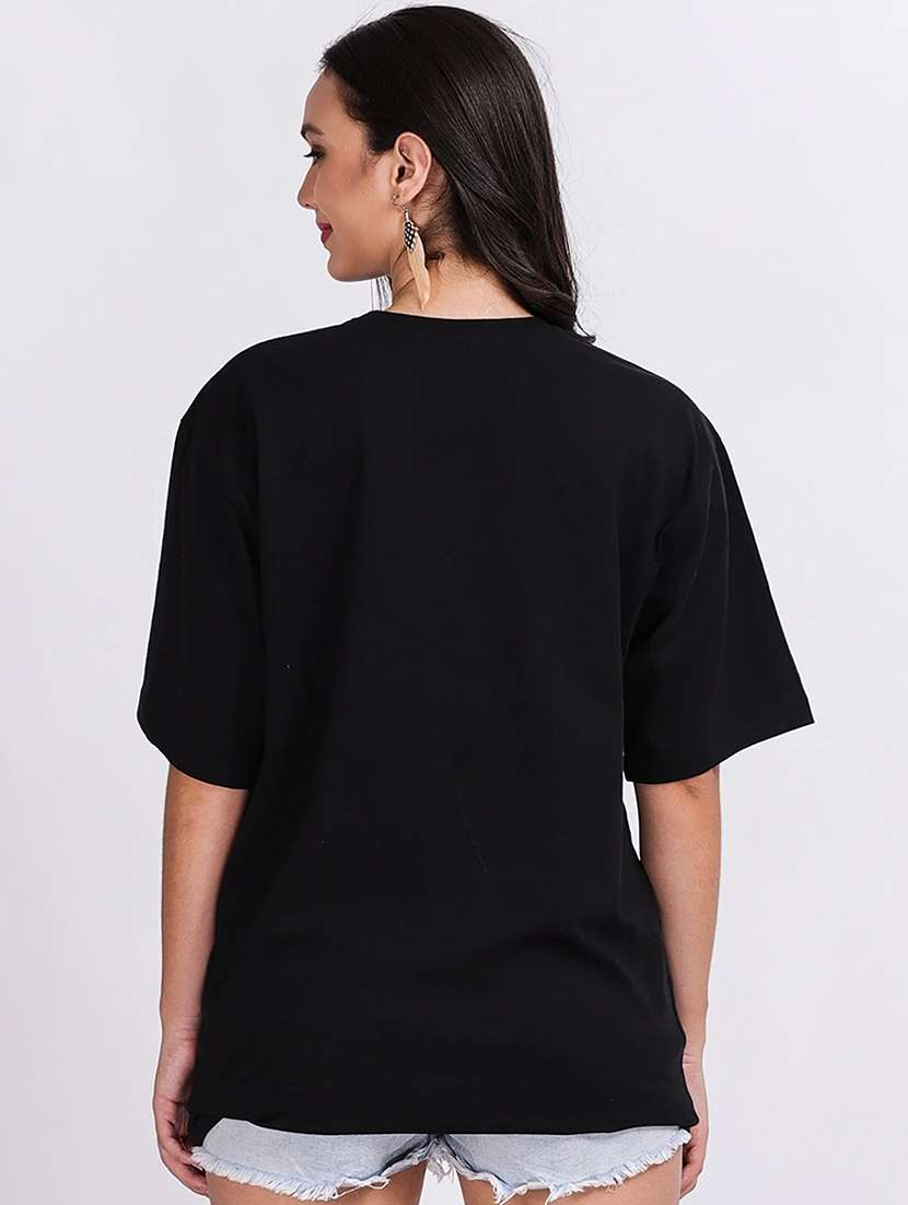 women round neck printed oversized t-shirt - 21622107 -  Standard Image - 1
