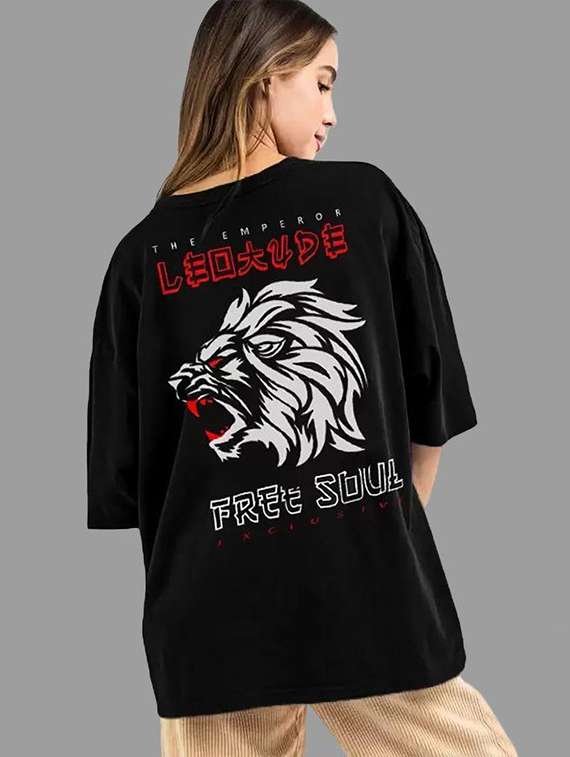 women round neck printed oversized t-shirt - 21622110 -  Standard Image - 1