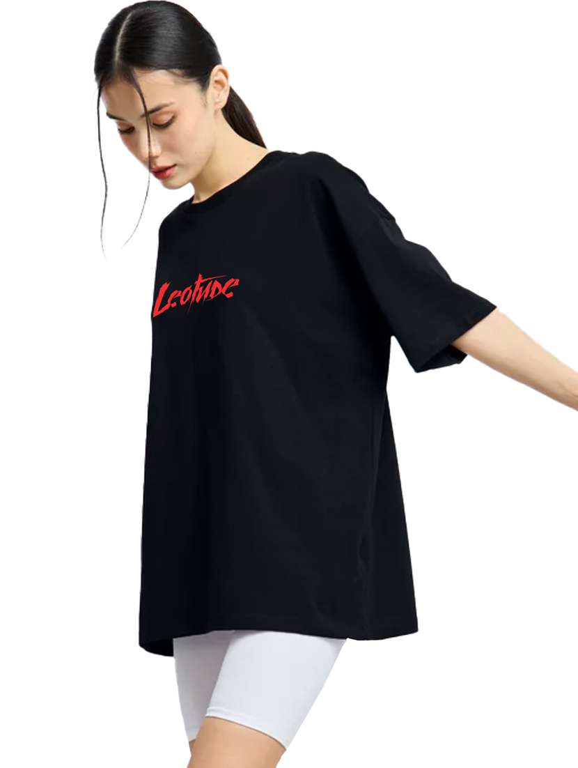 women round neck printed oversized t-shirt - 21622114 -  Standard Image - 1