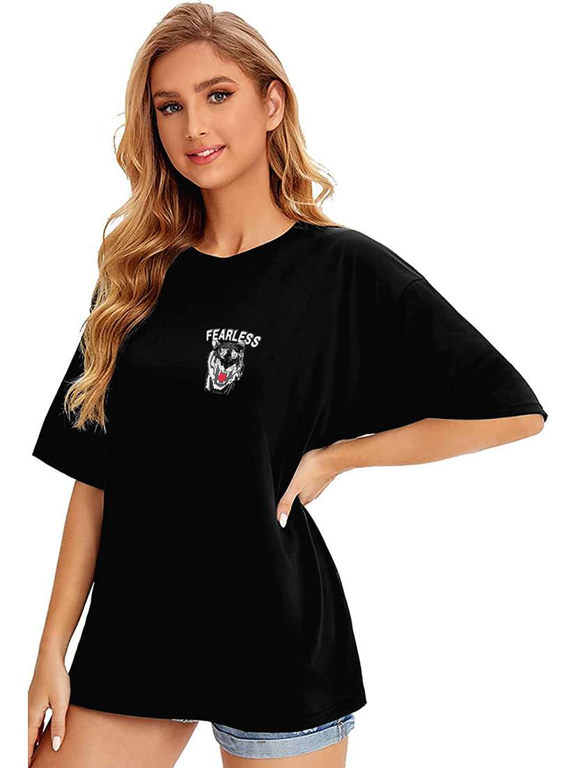 women round neck printed oversized t-shirt - 21622119 -  Standard Image - 1