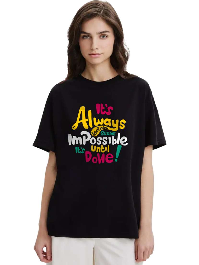 women round neck printed oversized t-shirt