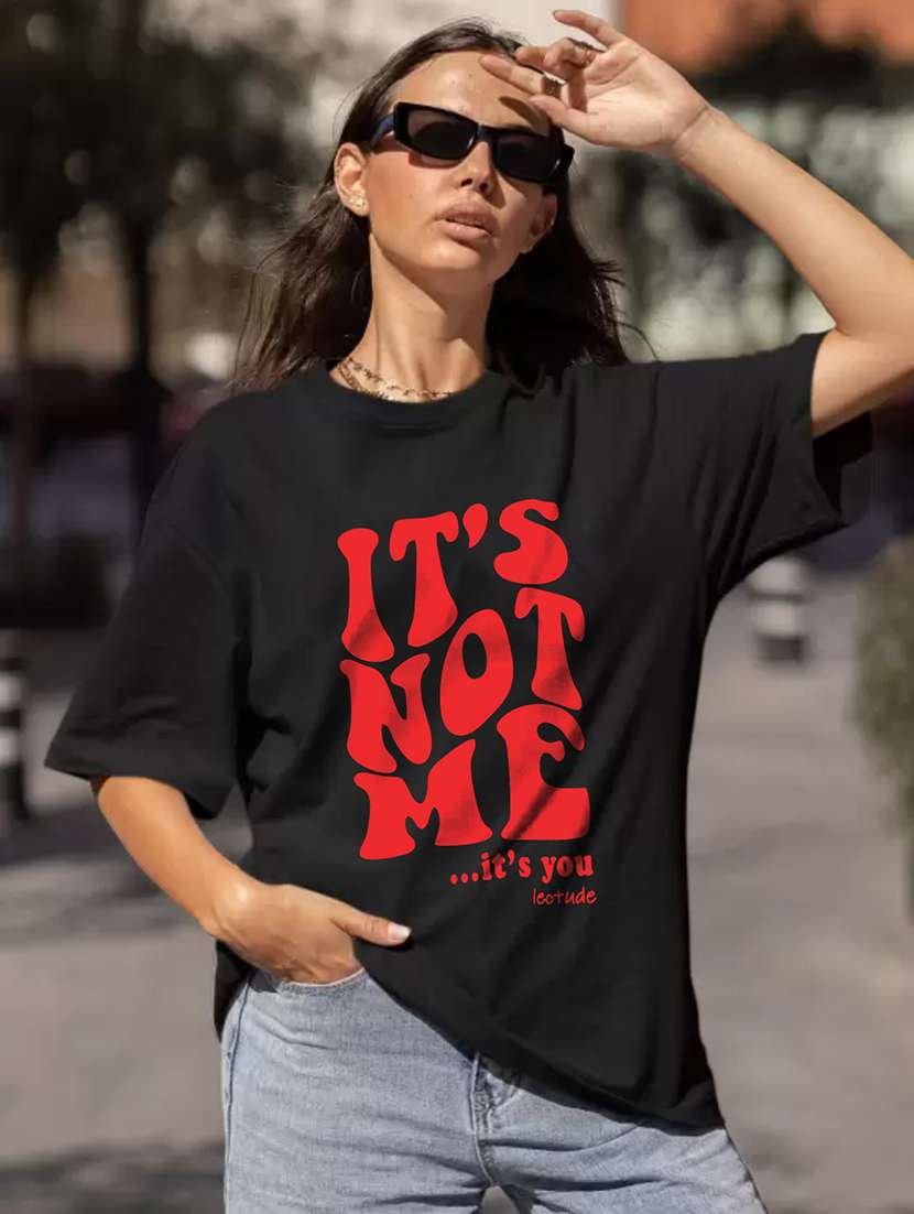 women round neck printed oversized t-shirt