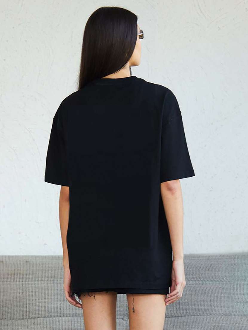 women round neck printed oversized t-shirt - 21622140 -  Standard Image - 1