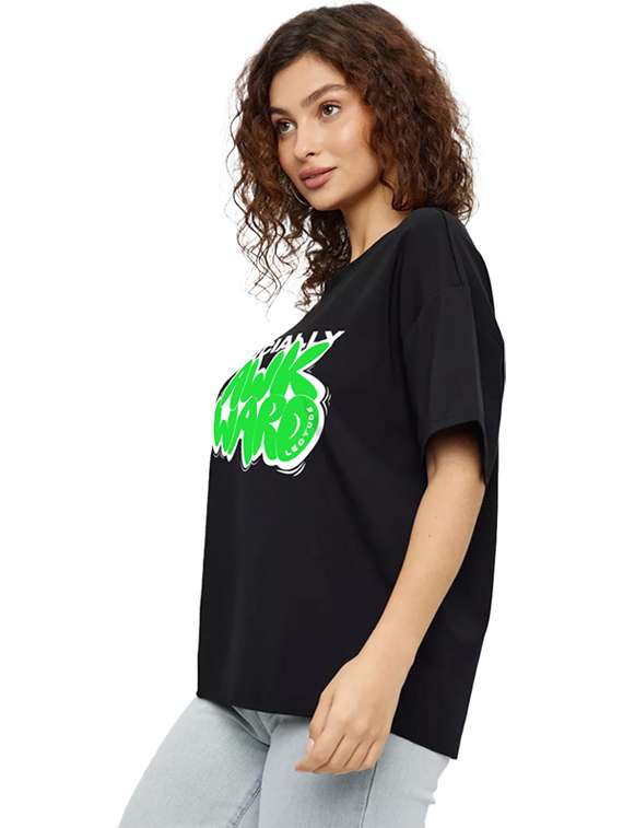 women round neck printed oversized t-shirt - 21622146 -  Standard Image - 1