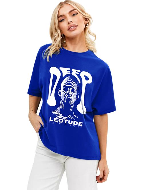 women round neck printed oversized t-shirt - 21622163 - Standard Image - 0