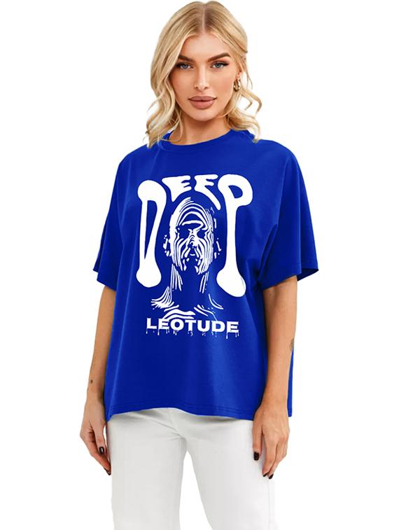 women round neck printed oversized t-shirt - 21622163 - Standard Image - 1
