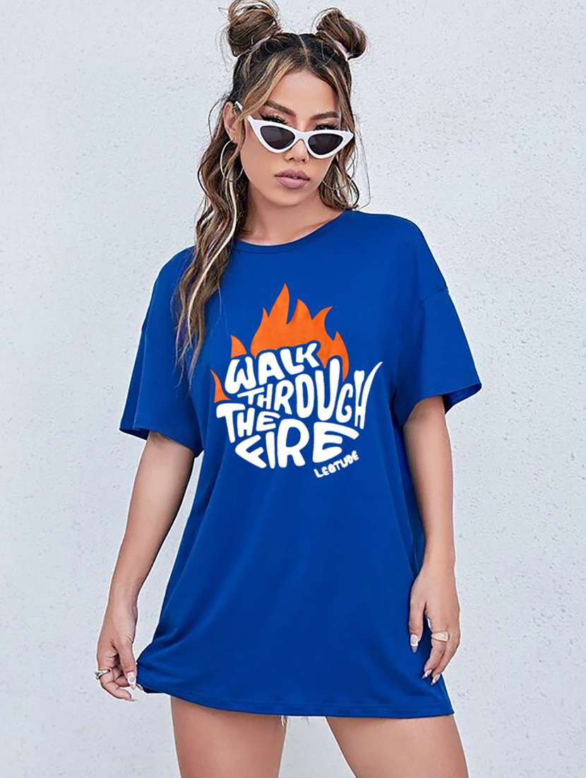 women round neck printed oversized t-shirt