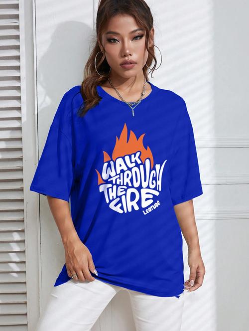 women round neck printed oversized t-shirt - 21622170 -  Standard Image - 0
