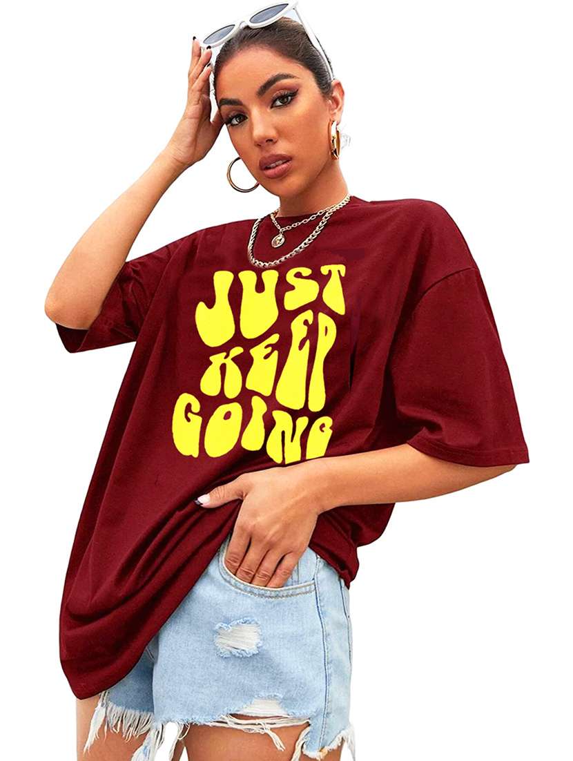 women round neck printed oversized t-shirt