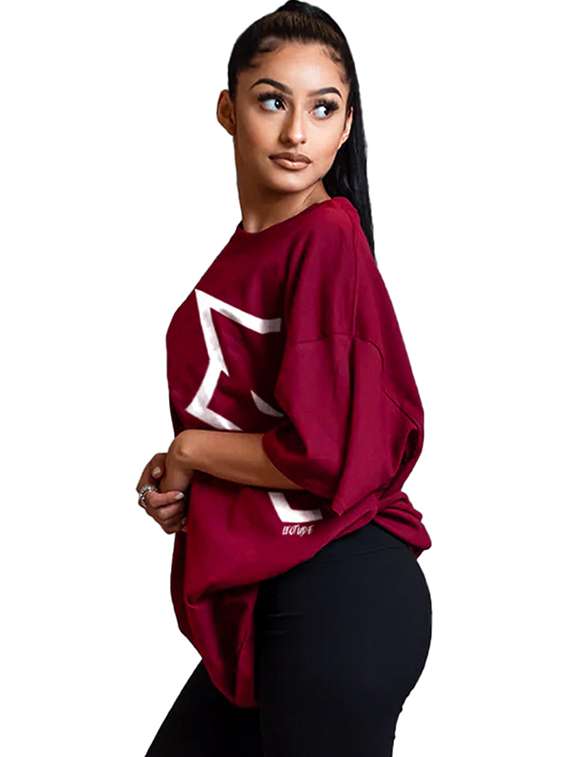 women round neck printed oversized t-shirt - 21622196 - Standard Image - 1