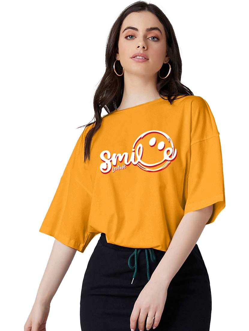 women round neck printed oversized t-shirt