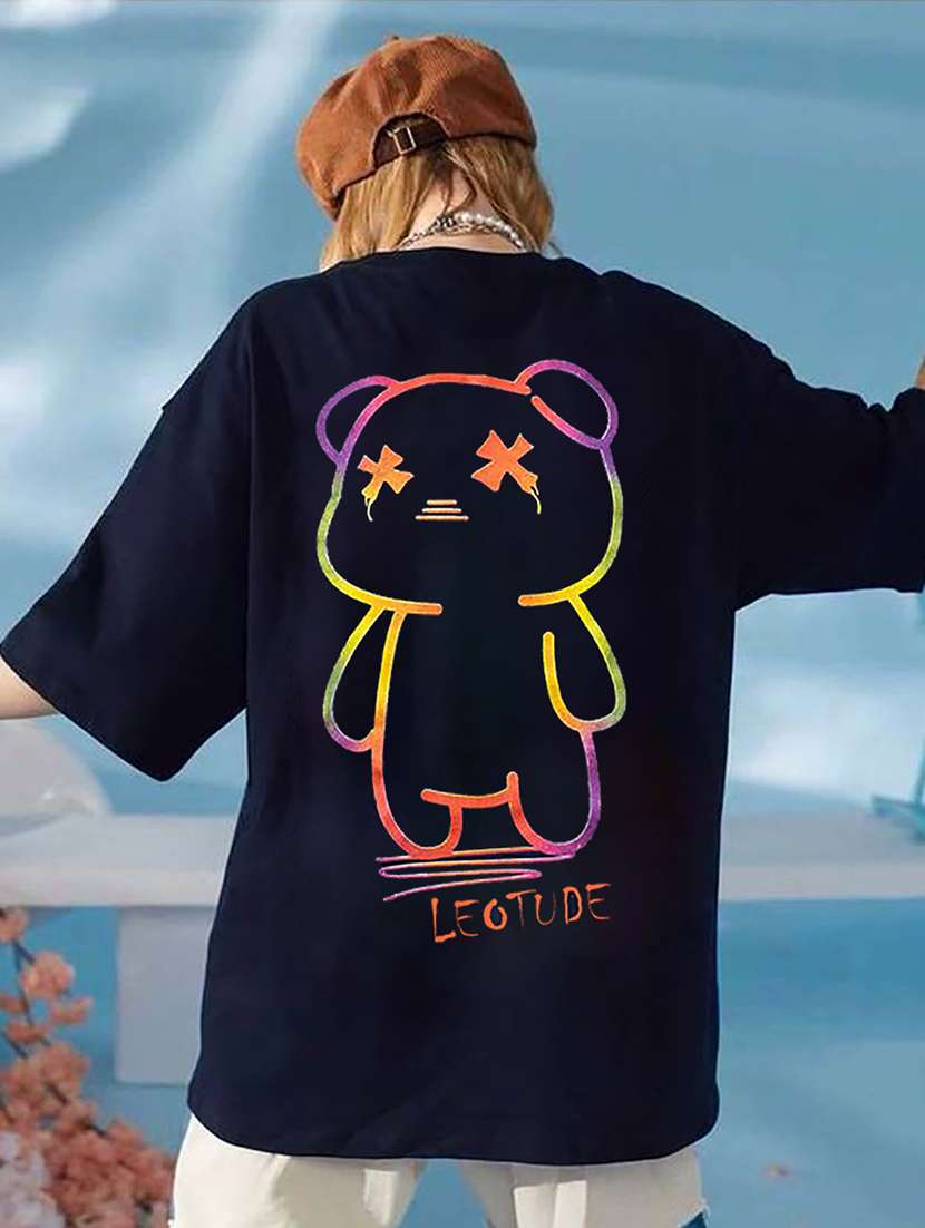 women round neck printed oversized t-shirt - 21622207 -  Standard Image - 1