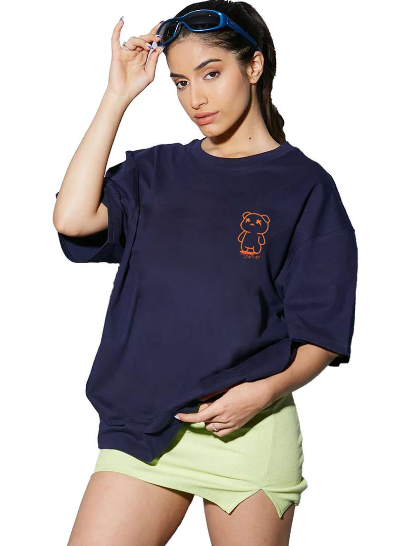 women round neck printed oversized t-shirt