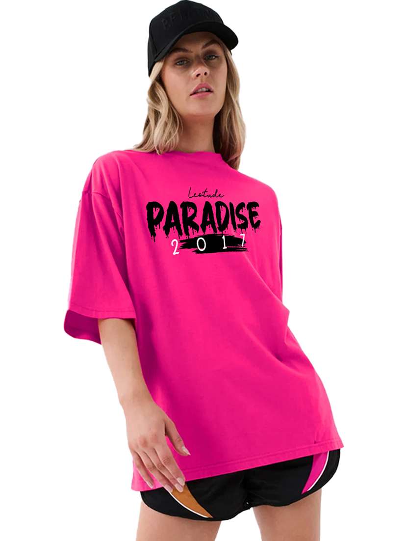 women round neck printed oversized t-shirt