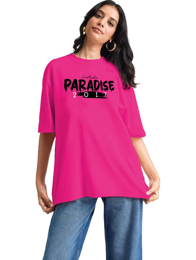 women round neck printed oversized t-shirt