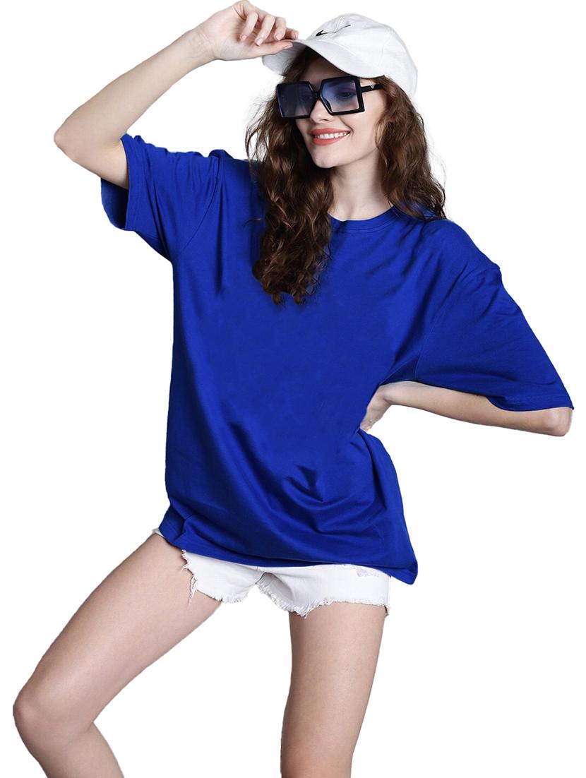 women round neck plain oversized t-shirt - 21622244 - Zoom Image - 0