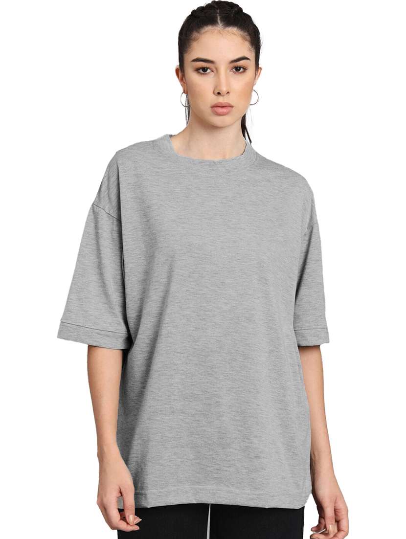 women round neck plain oversized t-shirt