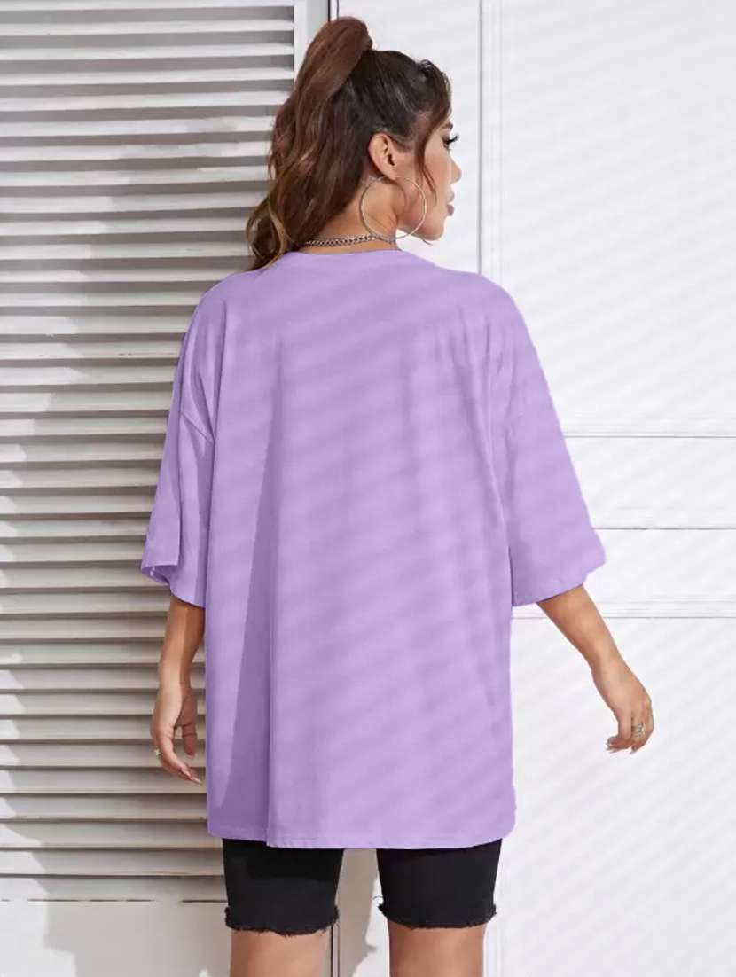 women round neck printed oversized t-shirt - 21622273 -  Standard Image - 1