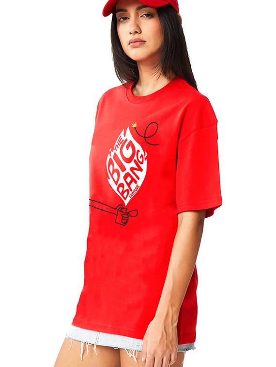 women round neck printed oversized t-shirt - 21622280 -  Standard Image - 1