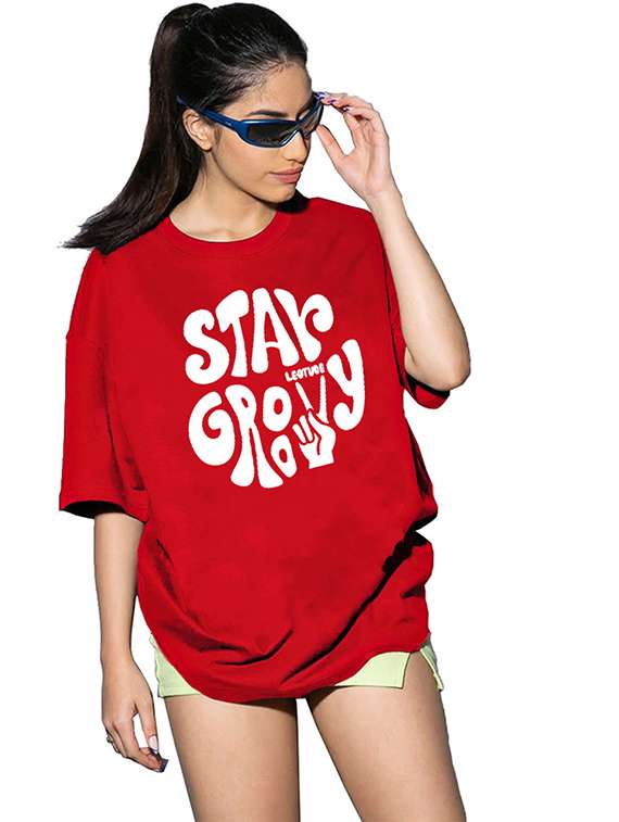 women round neck printed oversized t-shirt