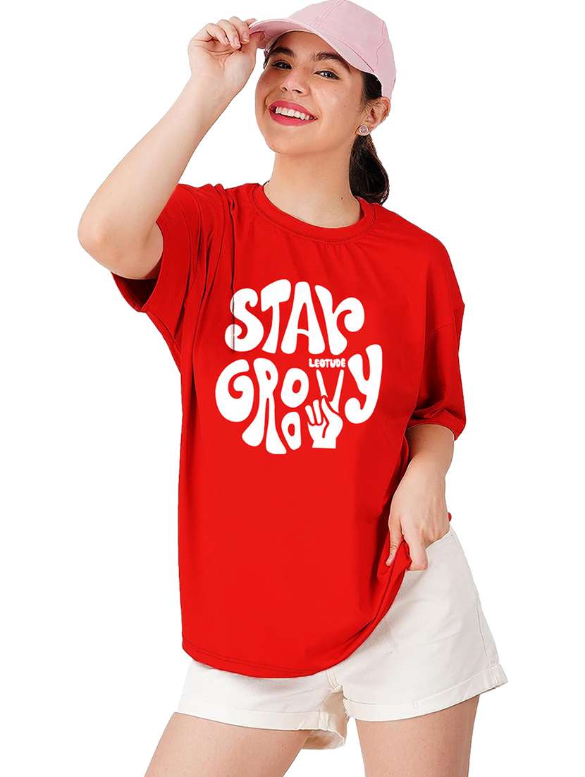 women round neck printed oversized t-shirt