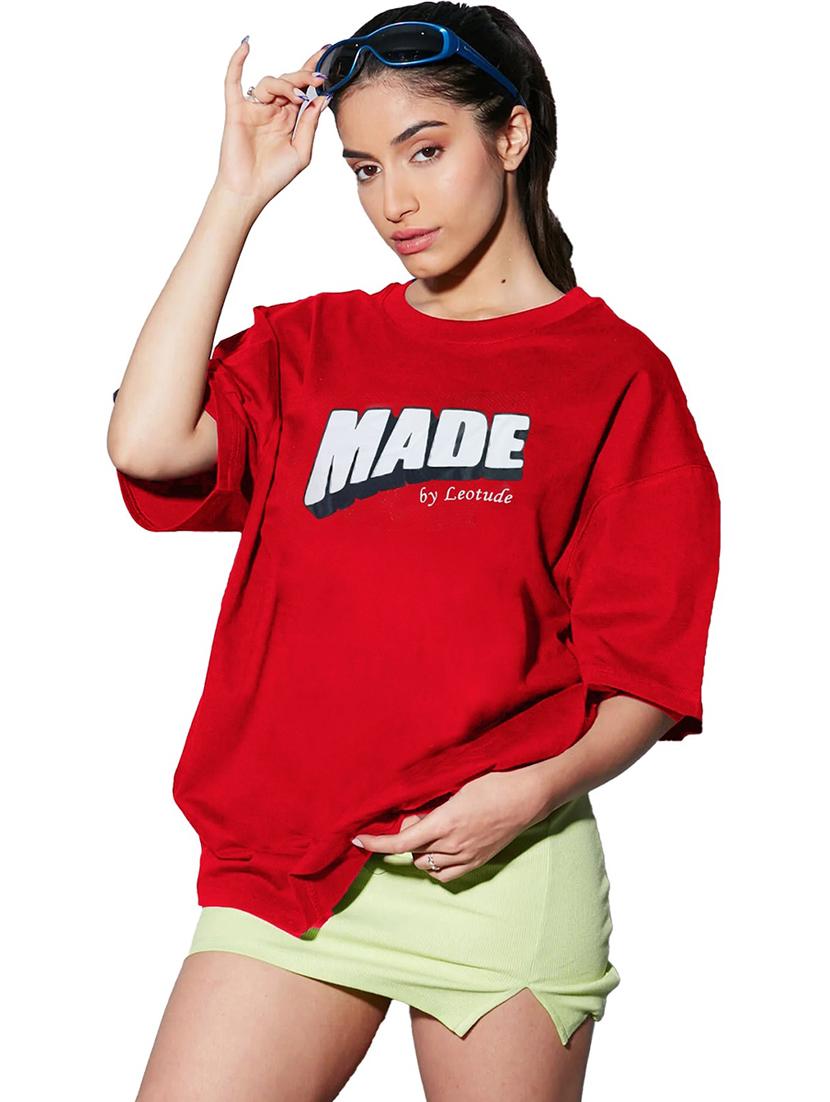 women round neck printed oversized t-shirt - 21622292 - Standard Image - 1