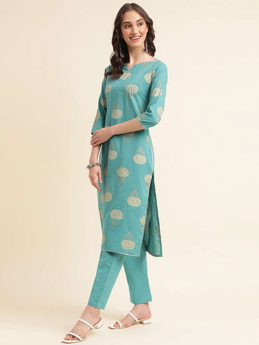 women printed three quarter sleeve kurta pant set - 21622370 -  Standard Image - 1
