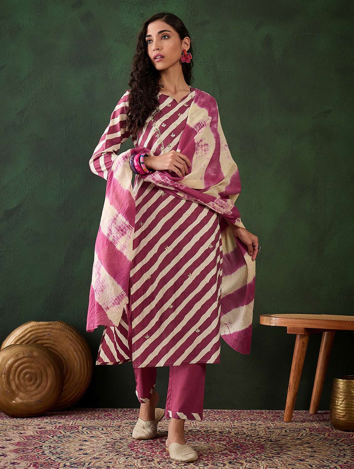 purple cotton kurta pant  set