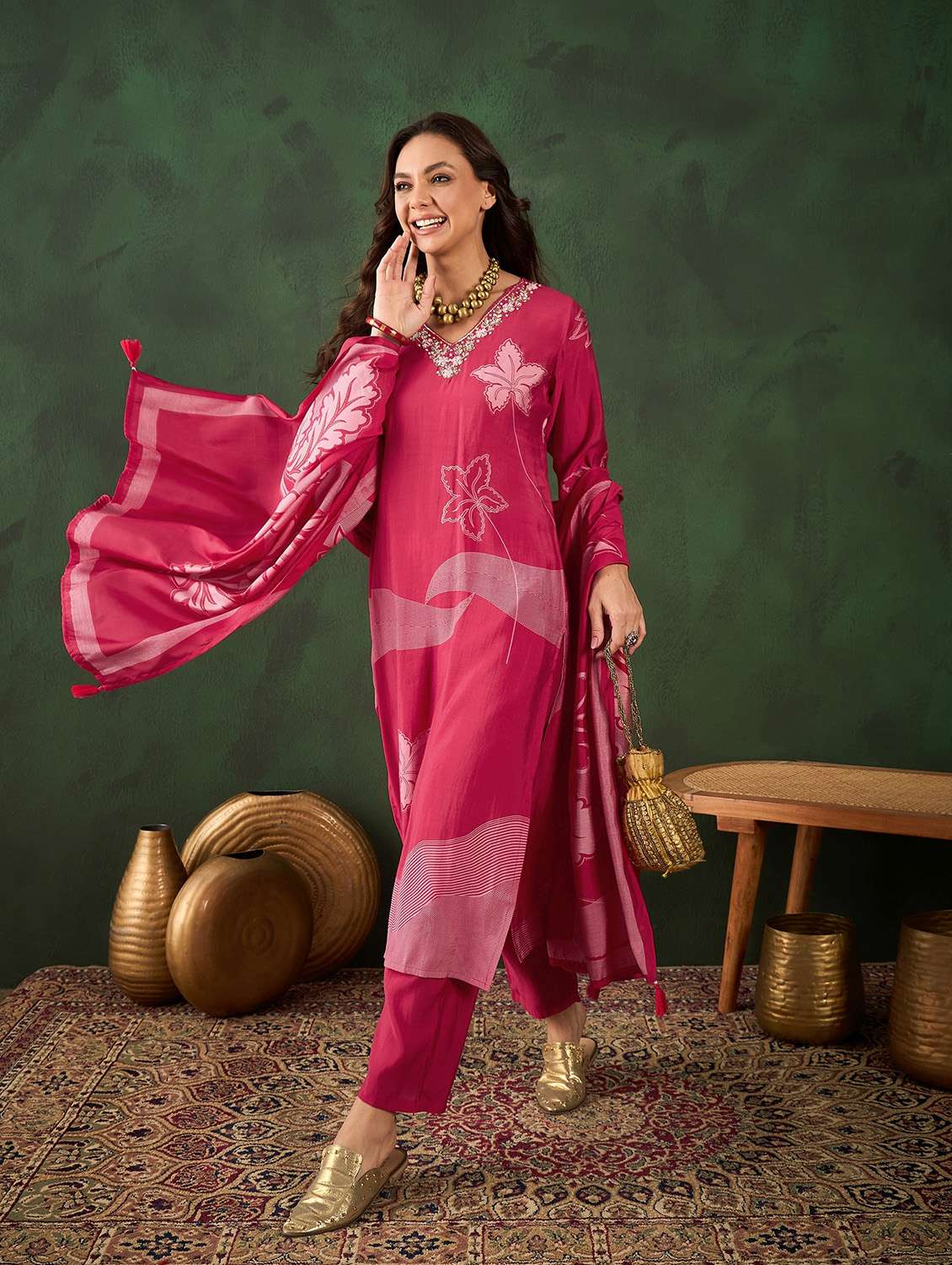 women three quarter sleeve suit set - 21622572 -  Standard Image - 1