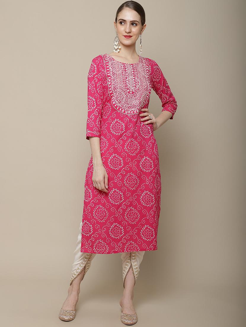 women printed three quarter sleeve straight kurta - 21622682 - Zoom Image - 0