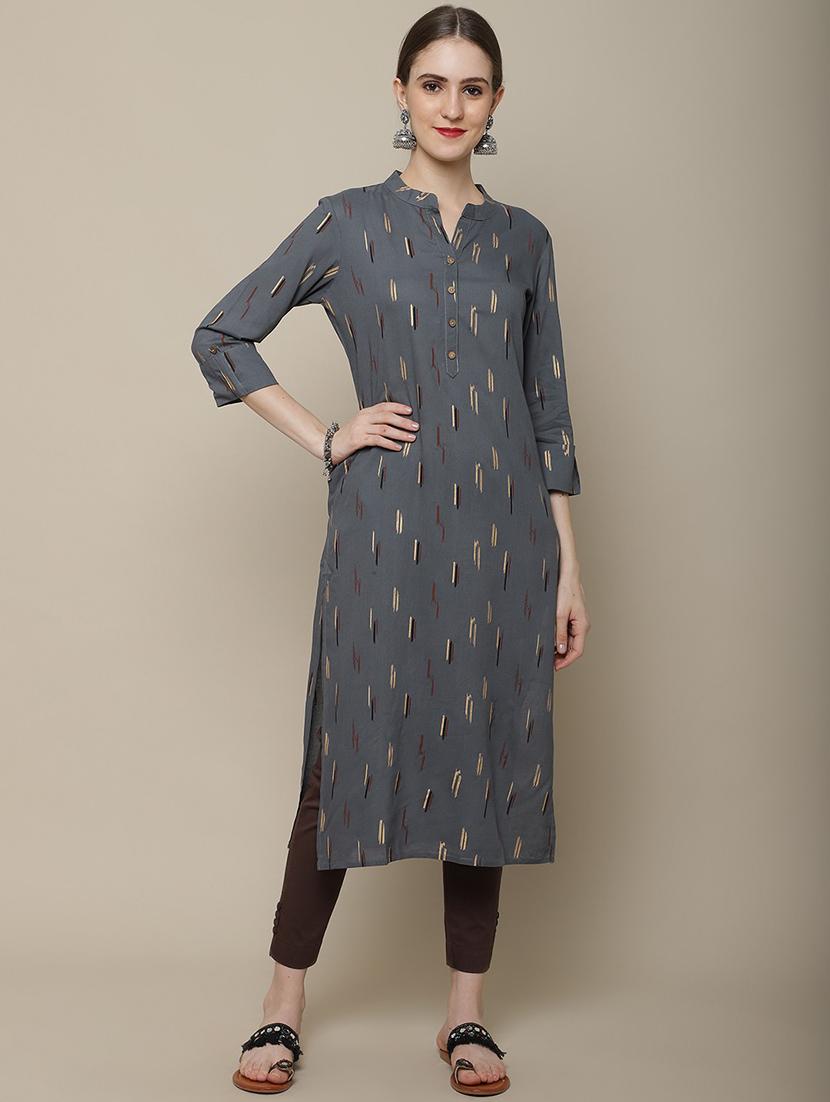 women printed three quarter sleeve straight kurta - 21622687 - Zoom Image - 0