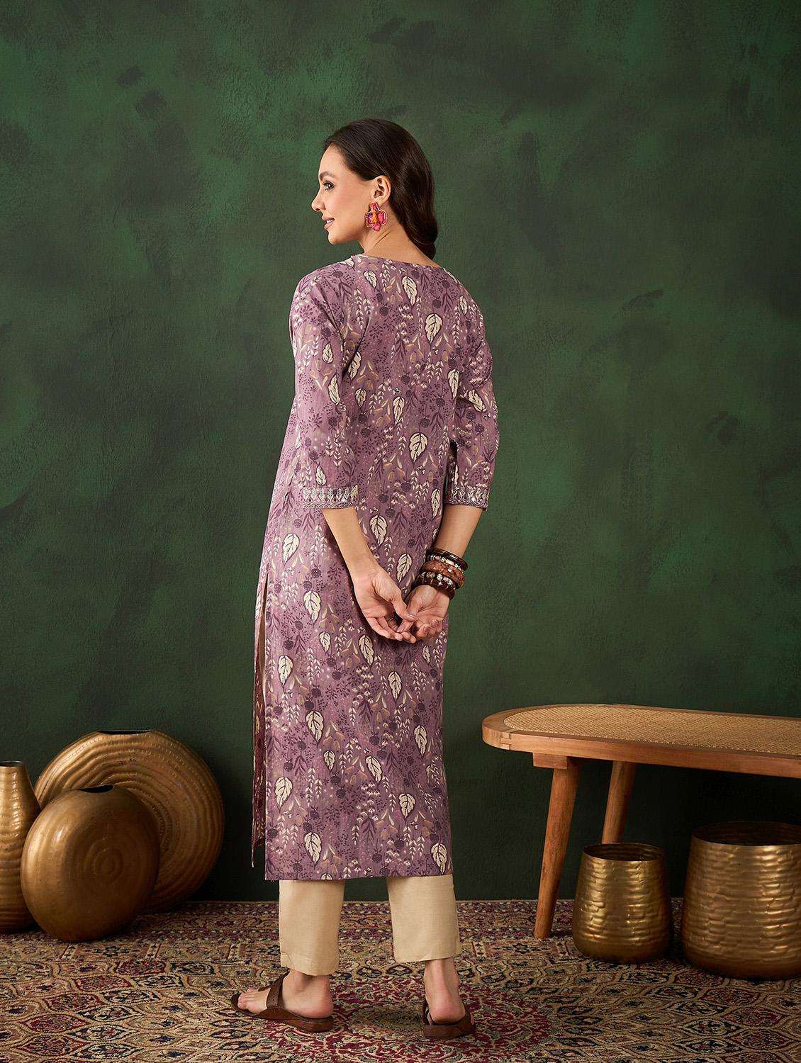 women three quarter sleeve straight kurta - 21622754 -  Standard Image - 4