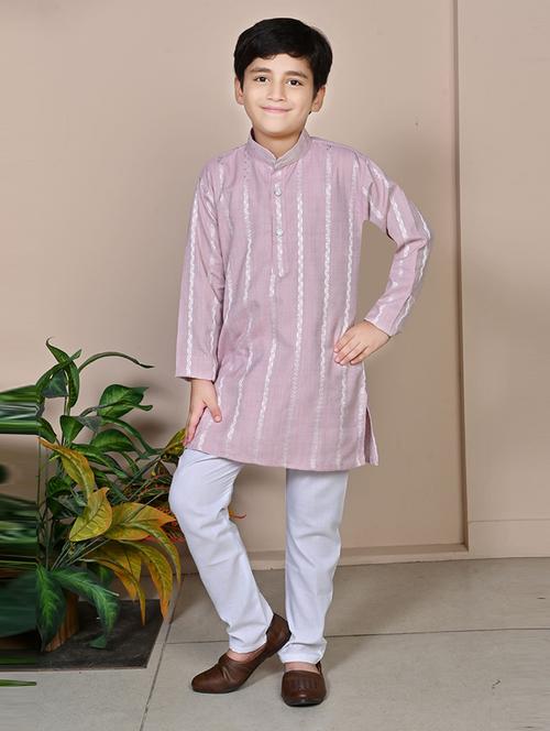 boys mandarin neck kurta payjama ethnic wear set - 21622953 - Standard Image - 0