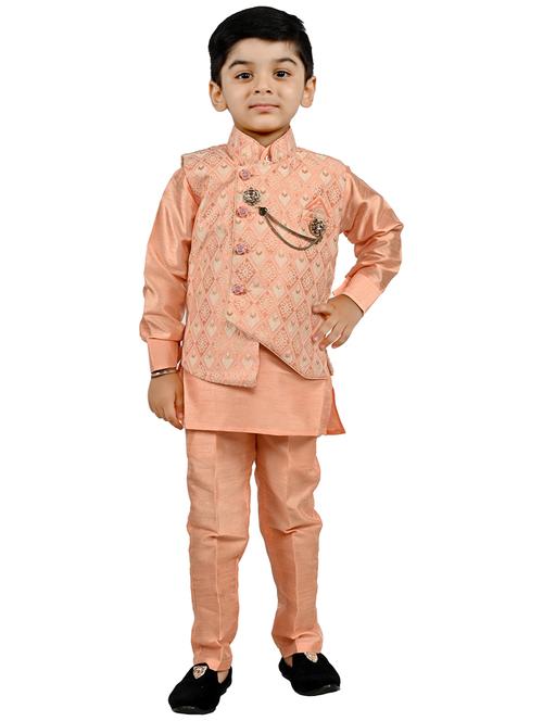 boys self design mandarin neck ethnic wear set - 21623006 - Standard Image - 0