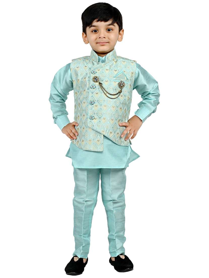 boys self design mandarin neck ethnic wear set - 21623026 - Zoom Image - 0