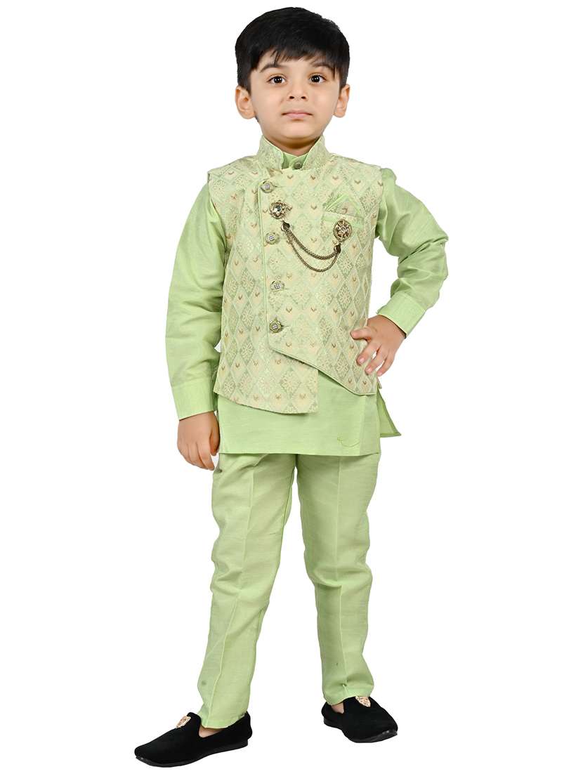 boys self design mandarin neck ethnic wear set - 21623027 -  Zoom Image - 0