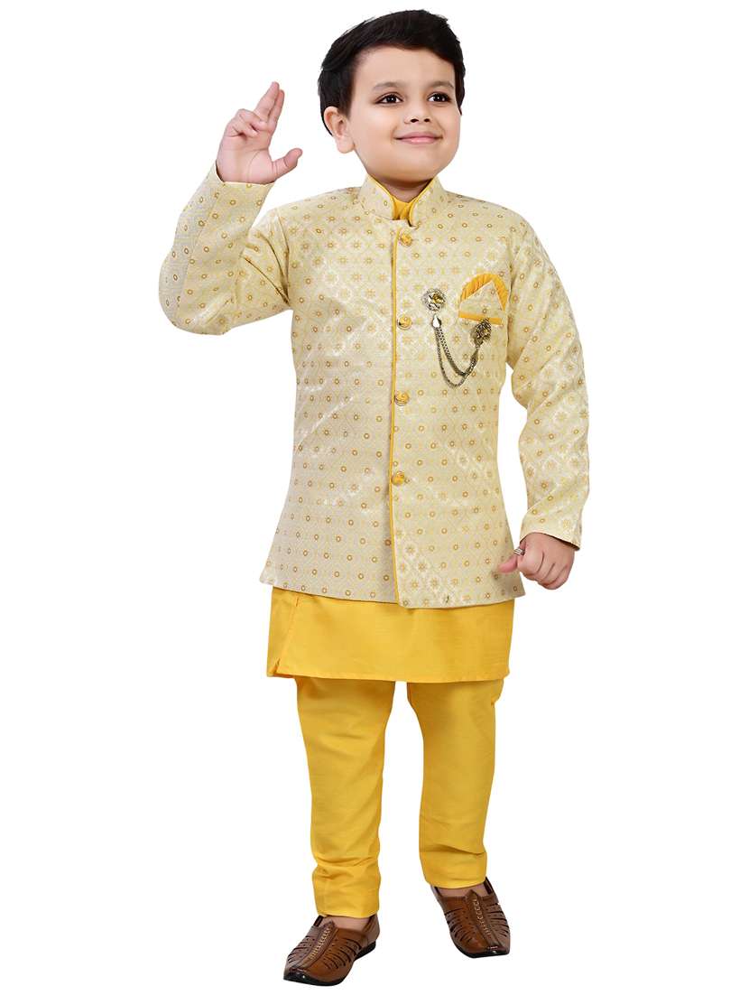 boys self design mandarin neck ethnic wear set - 21623029 -  Zoom Image - 0