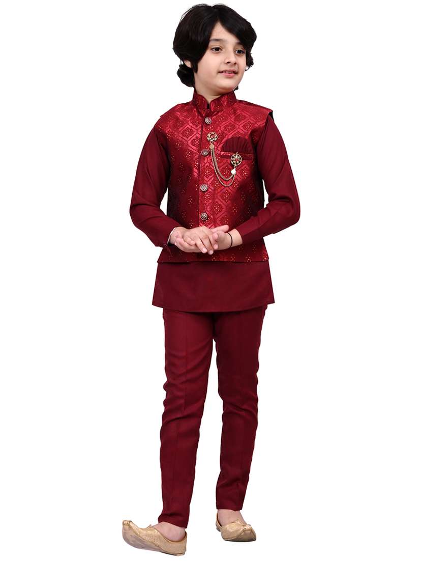 boys self design mandarin neck ethnic wear set - 21623039 -  Standard Image - 1