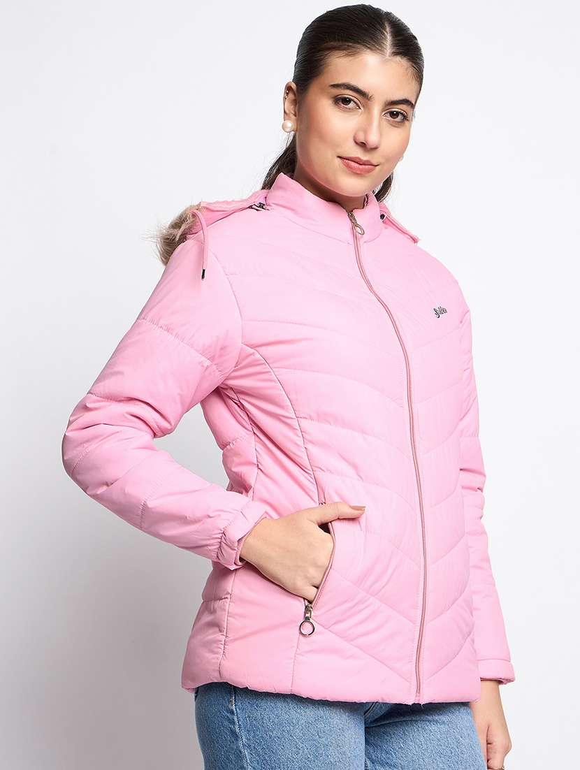 women long sleeves solid quilted jacket - 21623050 -  Standard Image - 1