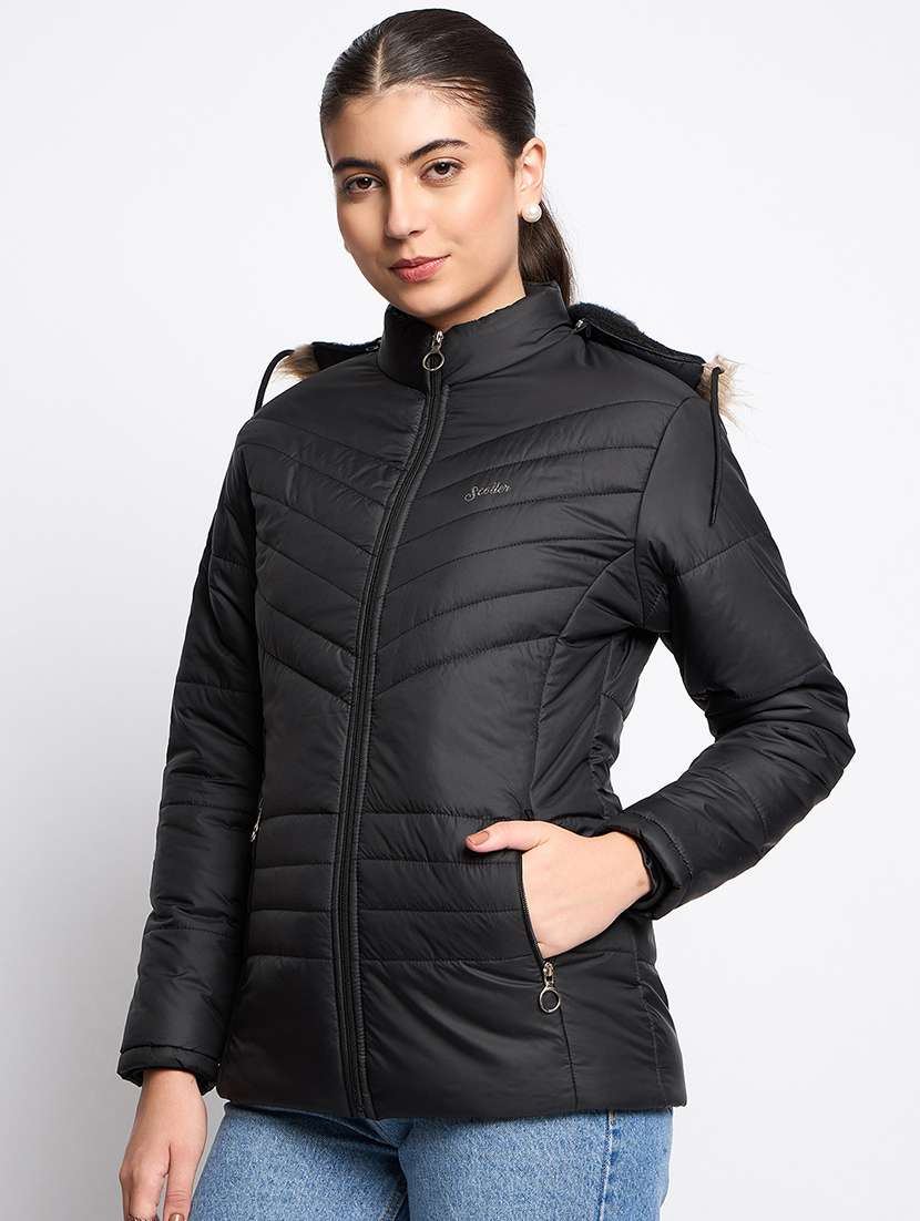 women long sleeves solid quilted jacket - 21623052 -  Standard Image - 1