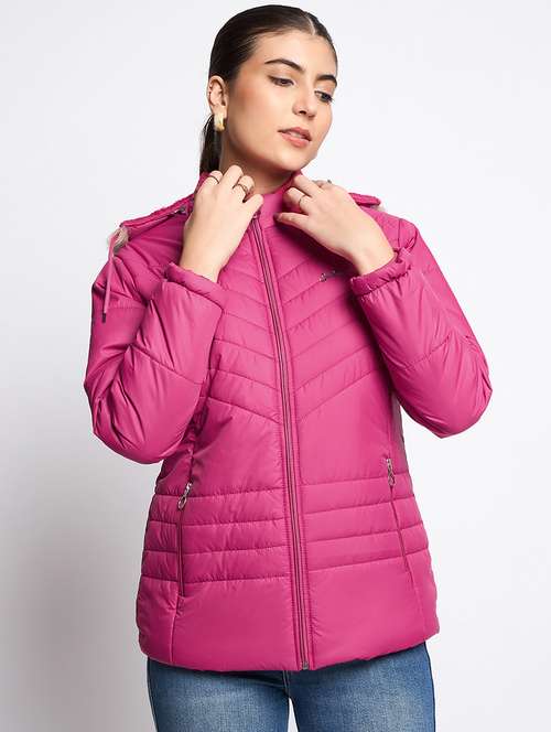 women long sleeves solid quilted jacket - 21623054 - Standard Image - 0