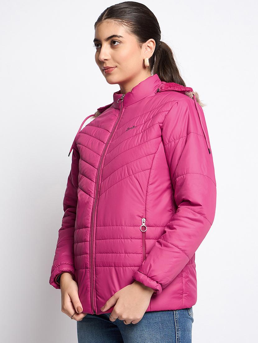 women long sleeves solid quilted jacket - 21623054 - Standard Image - 1