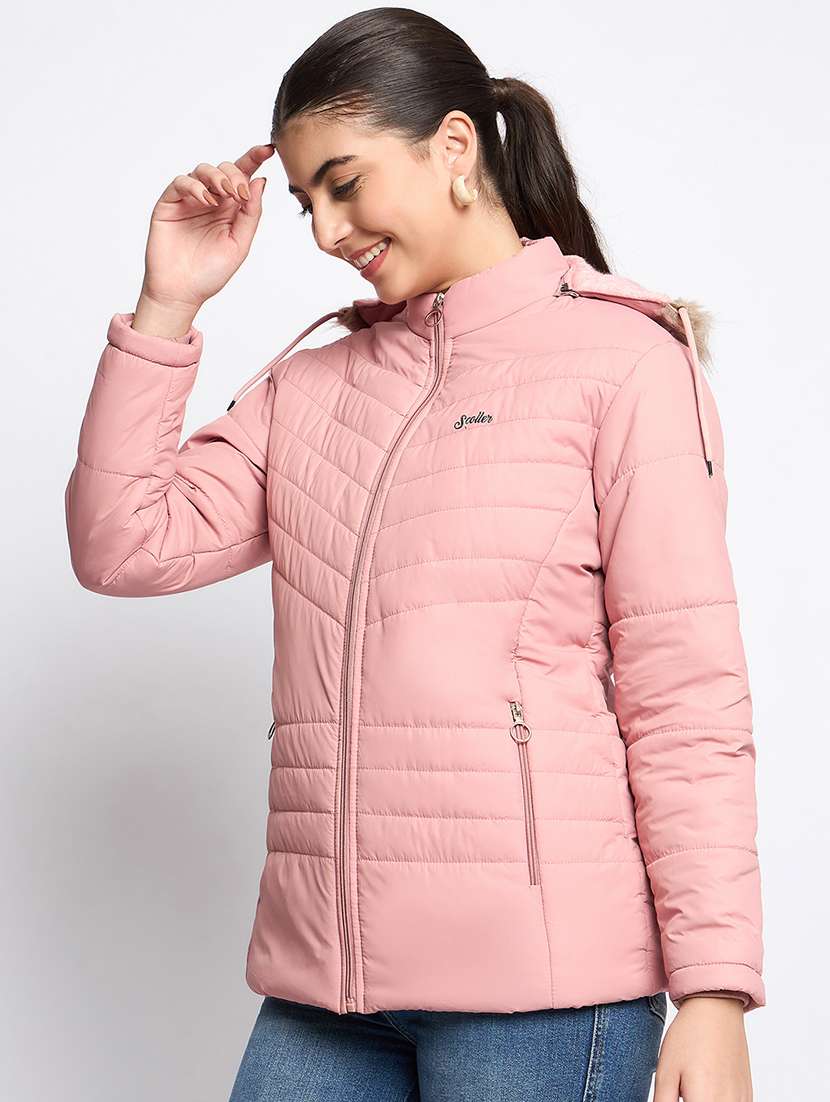 women long sleeves solid quilted jacket - 21623055 -  Standard Image - 1
