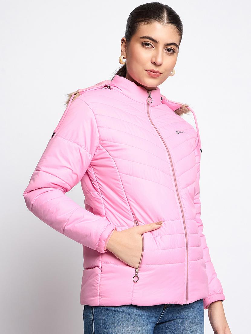 women long sleeves solid quilted jacket - 21623056 - Standard Image - 1
