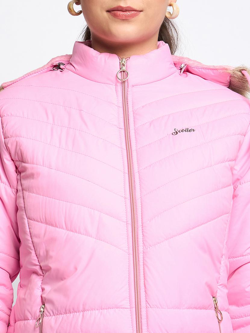 women long sleeves solid quilted jacket - 21623056 - Standard Image - 4
