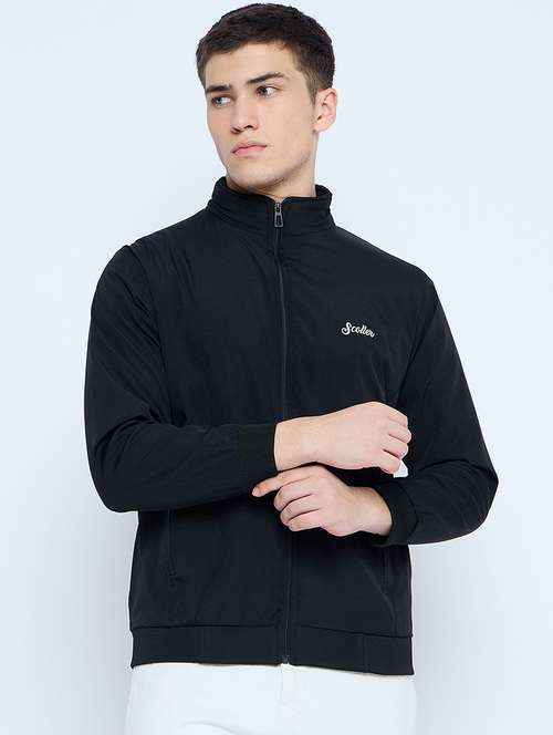 men solid mock neck wincheater - 21623060 - Standard Image - 0
