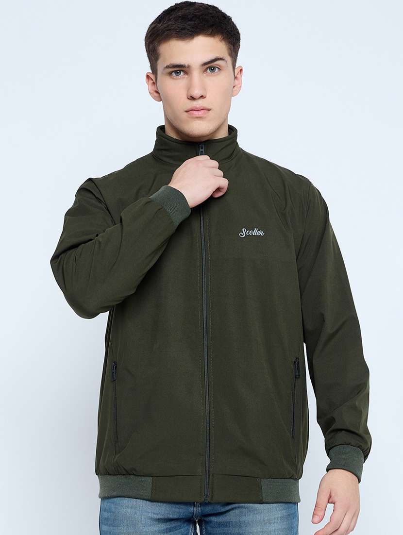men solid mock neck wincheater - 21623062 - Zoom Image - 0